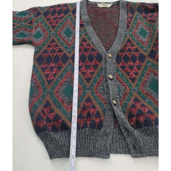 Vintage Sears Cardigan Sweater Mens Large Acrylic Wool Made In Italy Grandpa - Picture 8 of 8
